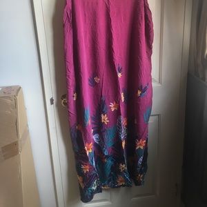 (2/$30) Beautiful fuchsia maxi summer dress with floral print hem (Old Navy 4X)